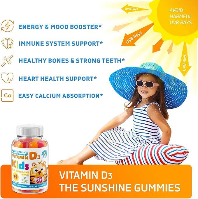 Omega 3 DHA Gummies and Vitamin D Gummies for Kids & Adults - No Fish Oil and Gluten Free Immune Health Plant Based Fiber Chewable