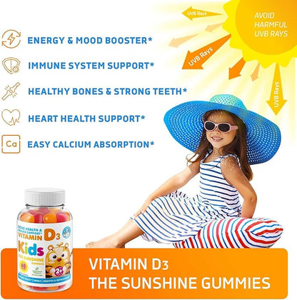 Omega 3 DHA Gummies and Vitamin D Gummies for Kids & Adults - No Fish Oil and Gluten Free Immune Health Plant Based Fiber Chewable