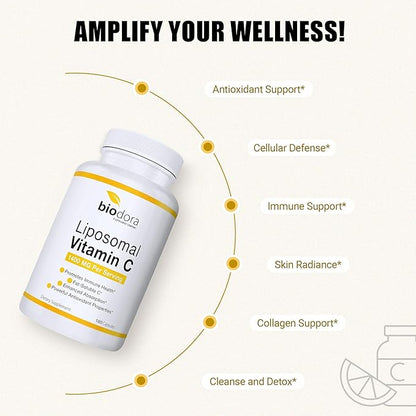 Liposomal Vitamin C, Healthy Immune System, Supports Heart Health, Enhanced Energy Level, Antioxidant Properties, 1400mg Per Servings, 180 Capsules