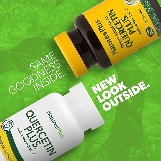 NaturesPlus Quercetin Plus with Vitamin C & Bromelain - 650 mg, 90 Vegetarian Tablets - Gluten-Free - 45 Servings