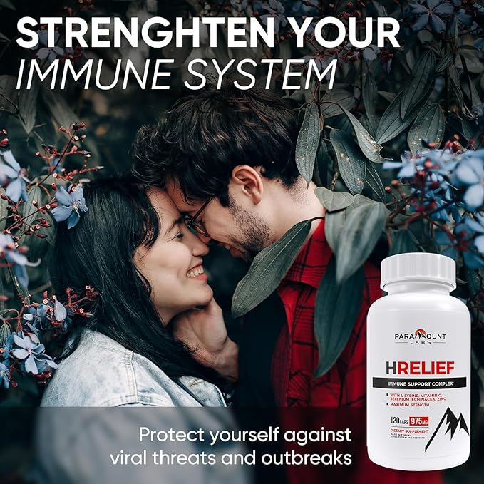 Immune Relief Supplement - Lysine Formula and Health Support for Adults - Outbreak Control with Super Lysine Capsules - Immune Boost with Zinc and Vitamin C - 120 ct