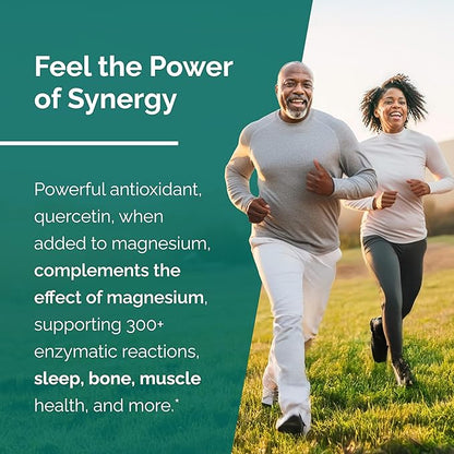 Magnesium Glycinate 400mg Capsules with Quercetin | Quality Sleep, Relaxation, Muscle, Bone Health & Immune Support | 120 Count | Easy to Swallow | for Women and Men