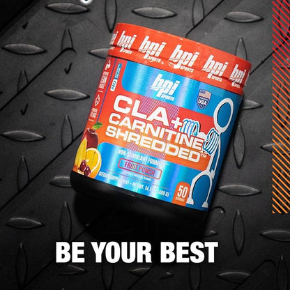 BPI Sports CLA + Carnitine Shredded Supports Lean Muscle & Promotes Fat Loss - Fruit Punch (14.1 oz. / 50 Servings)