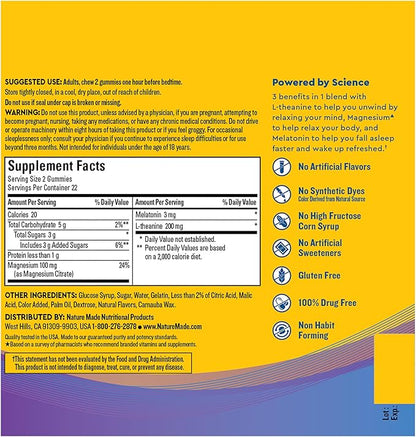Nature Made Wellblends Sleep and Recover, Sleep Aid with Melatonin 3mg to Support Restful Sleep, plus L theanine 200mg and Magnesium Citrate, 44 Gummies