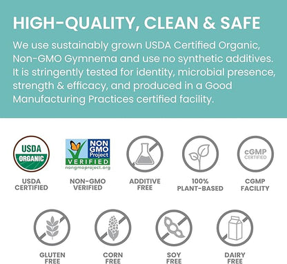 Himalaya Organic Gymnema Sylvestre Herbal Supplement USDA Certified Organic, Non-GMO, 700 mg, 60 Plant-Based Caplets, 2 Pack