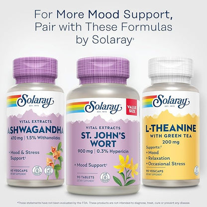 SOLARAY St. Johns Wort Aerial Extract One Daily 900mg | Standardized w/ 0.3% Hypericin for Mood Stability | Non-GMO | 90 Servings | 90 Tablets