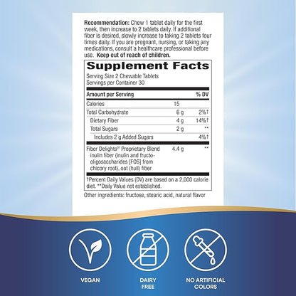 Nature's Way Fiber Delights Daily Fiber for Regularity*, Vanilla Flavored, 60 Chewable Tablets