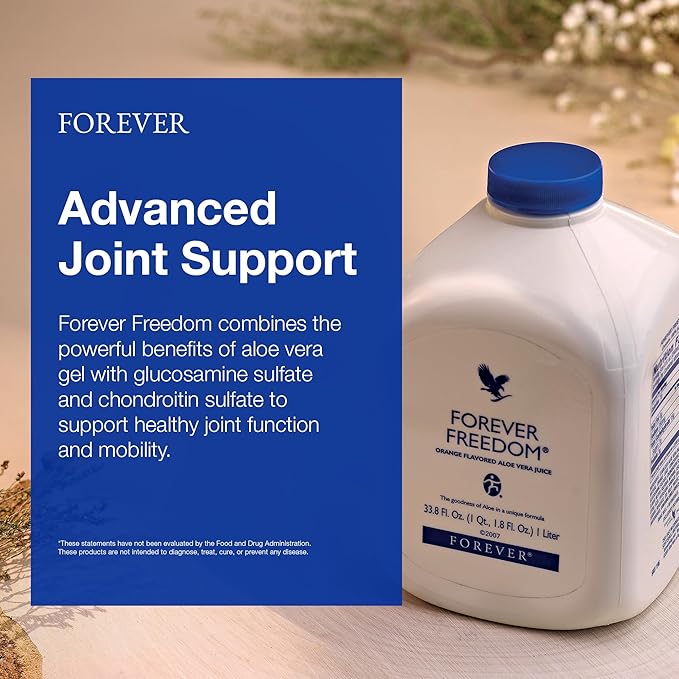 Forever Living - Forever Freedom - Joint Support with Aloe Vera, Glucosamine and Chondroitin - Orange Flavor - Gluten-Free - 33.8 fl oz (2-Pack)