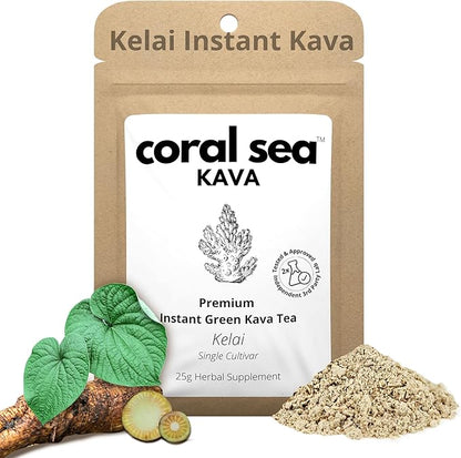 Instant Kava Tea Powder Kelai - Volcano Island’s Secret - 12+ Servings - Noble Kava Juice from Epi Island Vanuatu - Stress Release & Mood Support - Non-Habit Forming - Easy Mix 30:1 Concentrate