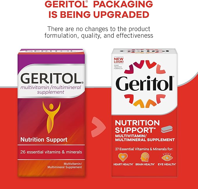 Geritol, Multivitamin Supplement, Contains B-Vitamins, Antioxidants, Vitamins C, E & D and Iron, 27 Essential Vitamins and Minerals, Gluten-Free, Non-GMO, No Artificial Sweeteners, 40 Tablets, 2 Pack