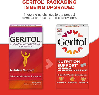 Geritol, Multivitamin Supplement, Contains B-Vitamins, Antioxidants, Vitamins C, E & D and Iron, 26 Essential Vitamins and Minerals, Gluten-Free, Non-GMO, No Artificial Sweeteners, 100 Tablets
