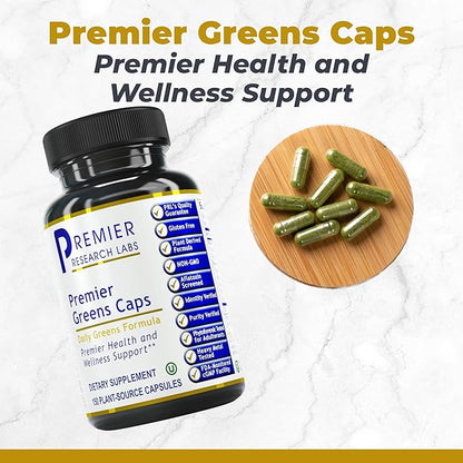 Premier Research Labs Greens Capsules - Super Greens Capsules, Greens Supplements, Super Greens Pills for Wellness, Veggie Pills with Leafy Greens, Kale, Chlorella - 150 Vegetarian Capsules