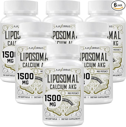 Liposomal Calcium AKG Supplement 1500 MG (Alpha-Ketoglutaric Acid), High Absorption, More Effective Than AAKG, Ca AKG for Longevity, Age Defense, Cellular Energy, Metabolic Function, 360 Softgels