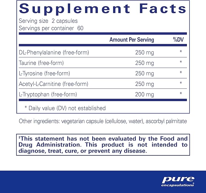 Pure Encapsulations Cognitive Aminos | Hypoallergenic Supplement for Cognitive Function Support | 120 Capsules