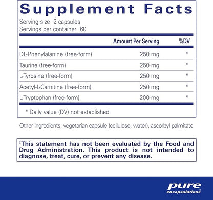 Pure Encapsulations Cognitive Aminos | Hypoallergenic Supplement for Cognitive Function Support | 120 Capsules