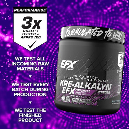 EFX Sports Kre-Alkalyn EFX Powder | pH Correct Creatine Monohydrate Powder Supplement | Strength, Muscle Growth & Performance | 110 Servings (Blue Frost)