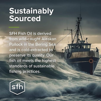 SFH Super Omega 3 Orange Fish Oil Liquid + Vitamin D | Highly Concentrated 3400mg Omega 3s + 1000IU Vitamin D3 | Sustainably Sourced Alaskan Pollock | Spill-Proof Lids | 8oz
