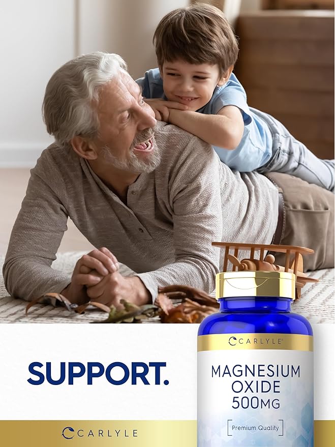 Carlyle Magnesium Oxide 500mg | 120 Capsules | Premium Quality | Non-GMO and Gluten Free Supplement