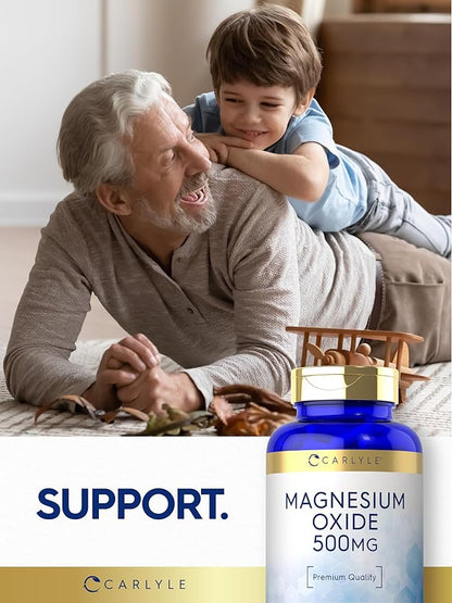 Carlyle Magnesium Oxide 500mg | 120 Capsules | Premium Quality | Non-GMO and Gluten Free Supplement