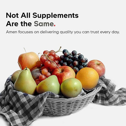 Amen Fruits + Veggies Vitamins Bundle, Raw Whole Food Multivitamin Capsules, Greens Vegetables, Red Fruits & Berries Vegan Blend, Fibers + Phytonutrients Superfood Minerals Supplement, Non-GMO, 180 ct