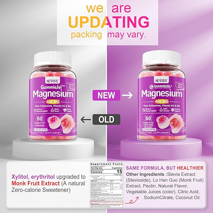 Magnesium Supplements 400mg - 5 Forms of Magnesium: Glycinate, Citrate, Malate, Chloride & Taurate - Sugar Free Magnesium Gummies with Ashwagandha Vitamin D3 & Zinc for Muscle, Mood & Energy, 60Cts