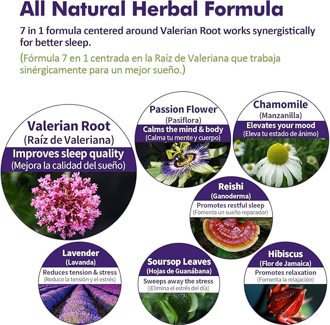 Valerian Sleep Support Drops, Gotas de Pasiflora y Valeriana y Lavanda para Dormir Profundamente rapido. Passion Flower & Lavender Extract Liquid Tincture for Fast and Sound Sleep. 2oz