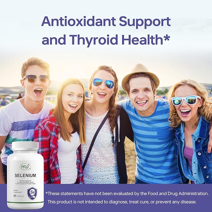 HUJ Selenium Supplement, 60 Capsules, Antioxidant Support, Mineral Supplement