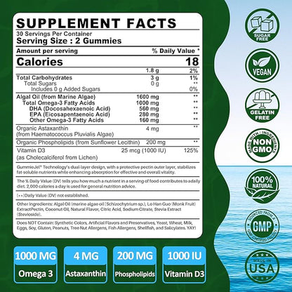 Vegan Omega 3 Gummies Sugar Free + Berberine Supplement