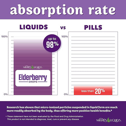 Nature's Liquids Organic Elderberry Syrup Sugar Free | Immune Support for Kids and Adults | 1 Serving Equals 60 Elderberries (2 Fl Oz)