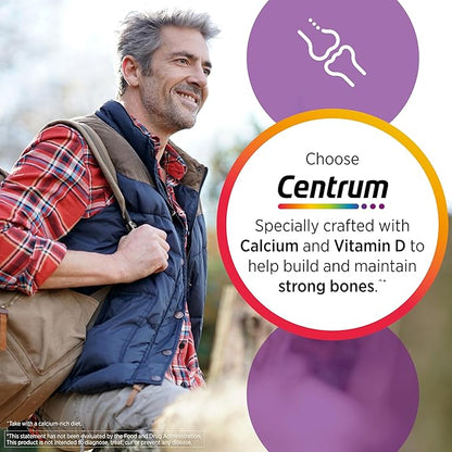 Centrum Silver Multivitamin for Men 50 Plus, Multimineral Supplement, Vitamin D3, B-Vitamins and Zinc, Gluten Free, Non-GMO Ingredients, Supports Memory and Cognition in Older Adults - 100 Ct