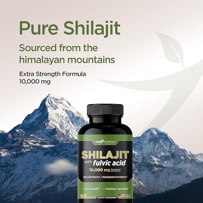 Gade Nutrition Pure Shilajit Capsules | Himalayan Shilajit with Fulvic Acid and Essential Minerals to Combat Fatigue | Veggie Capsules | Made in USA