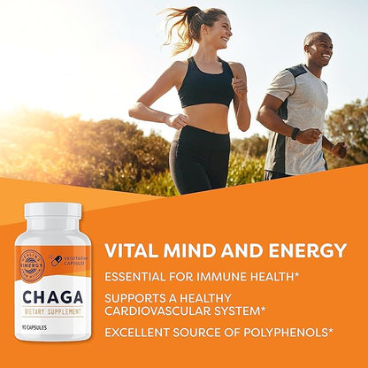 Vimergy Chaga Capsules – Superfood Cellular Support* – Cardiovascular Health Benefits* – Kosher, Vegan, Gluten-Free – 90 Capsules