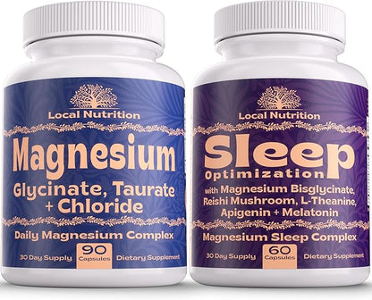 Natural Sleep Aid Magnesium Complex Bundle - Premium Sleep Support Supplement and Magnesium Supplement - One Month Supply, Made in The USA