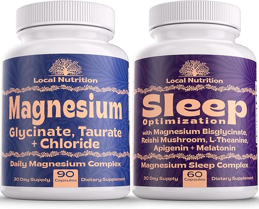 Natural Sleep Aid Magnesium Complex Bundle - Premium Sleep Support Supplement and Magnesium Supplement - One Month Supply, Made in The USA