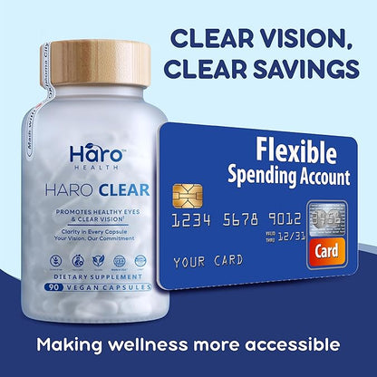 Lutein Supplement, HARO Clear AREDS 2 Eye Vitamin & Mineral Supplement, Contains Lutein and Zeaxanthin - Eye Strain and Blue Light Defense (90 Vegan Capsules)