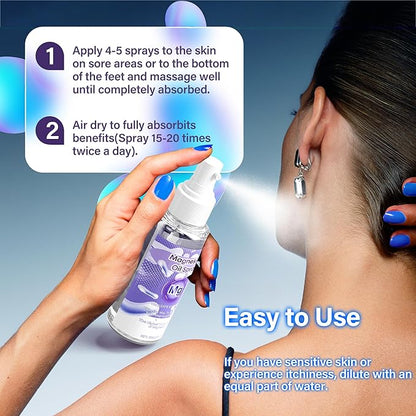 Magnesium Oil Spray, 60Ml 100% Pure Organic Magnesium Oil Spray Skin & Body Extra Strength, Magical Magnesium Skin for Feet, Sleep, Relax, Easy to Absorb and Use