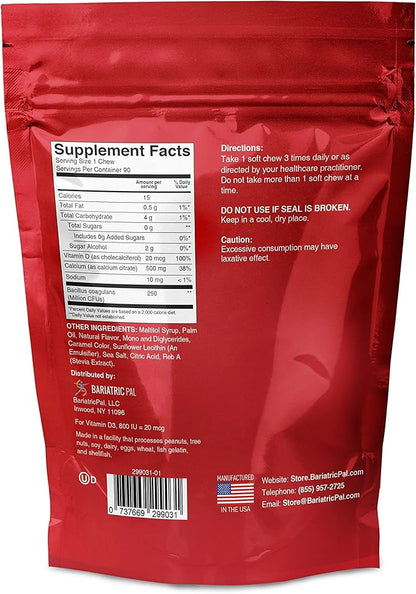 BariatricPal 90-Day Bariatric Vitamin Bundle (Multivitamin ONE 1 per Day! Capsule with 45mg Iron and Calcium Citrate Soft Chews 500mg with Probiotics - Caramel Apple)