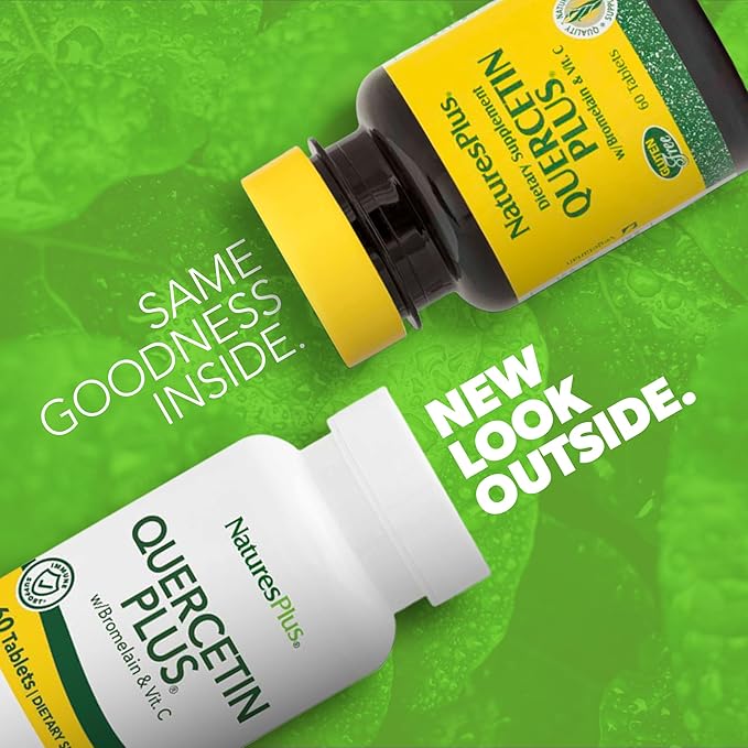 NaturesPlus Quercetin Plus with Vitamin C & Bromelain - 650 mg, 60 Vegetarian Tablets - Gluten-Free - 30 Servings