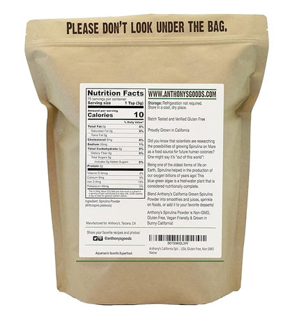 Anthony's California Spirulina Powder, 8 oz, Product of USA, Gluten Free, Non GMO