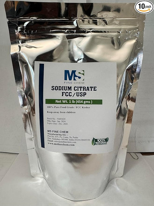 Sodium Citrate Powder 16 Ounce - Food Grade, Non-GMO -1Pound Bag - Emulsifier for Cheese,Spherification,and Molecular Gastronomy Cooking,Thickener,Preserve Foods, 454g