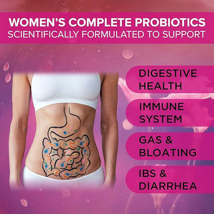 Probiotics for Women 60 Capsules | 50 Billion CFU Scientifically Formulated Multi Strain Probiotic Blend | Organic Supplements with Prebiotics for Womens Health (Women's Complete Probiotics)