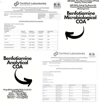 PRISTINE'S Benfotiamine 300mg High Bioavailability Nerve Support Supplement - 60 Day Supply - Fat Soluble Vitamin B1 Supplements - Vegan - Non-GMO