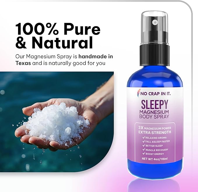 Sleepy Magnesium Spray Triple Magnesium Power: All Natural Magnesium Chloride, Glycinate, Sulfate - 4oz