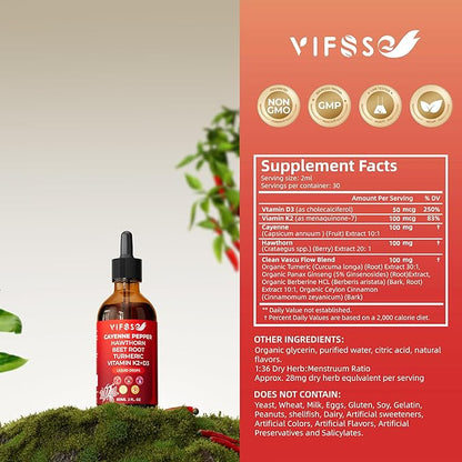 Cayenne Pepper Drops, Cayenne Pepper Extract, Liquid Drops with Hawthorn Support for Digestion Heath - 2 Bottles