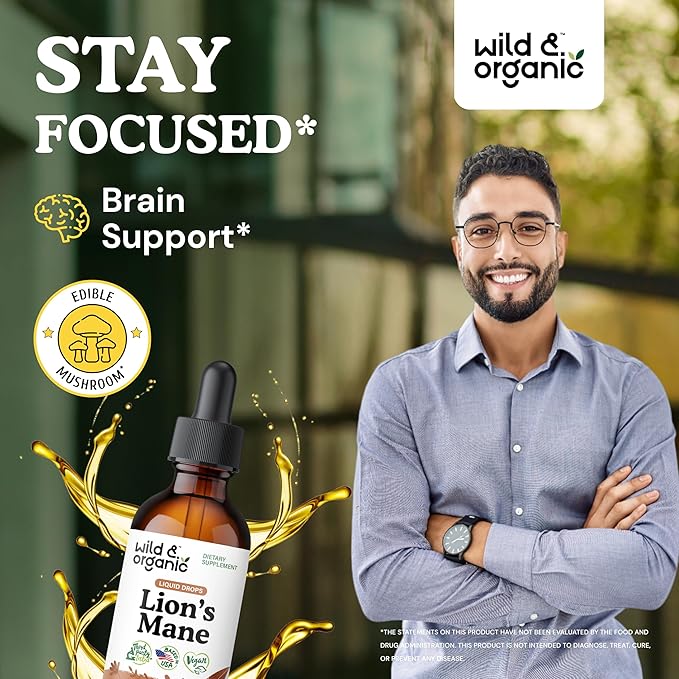 Wild & Organic Bacopa Tincture 2 fl oz & Lion's Mane Mushroom Tincture 2 fl oz