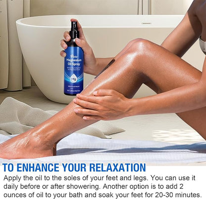 Magnesium Oil Spray 8.6Fl Oz, Pure Magnesium Spray for Feet, Body and Skin, Topical Mg Oil, Easy to Absorb