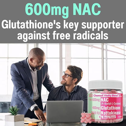 SHIZAM 600mg NAC 2000 FU 100mg Nattokinase & 400mg Reduced L Glutathione Gummies, N-Acetyl Cysteine Capsule Powder Pill Liquid Supplement/Supplements Alt, Organic N Acetylcysteine 1000mg 4000 600 mg