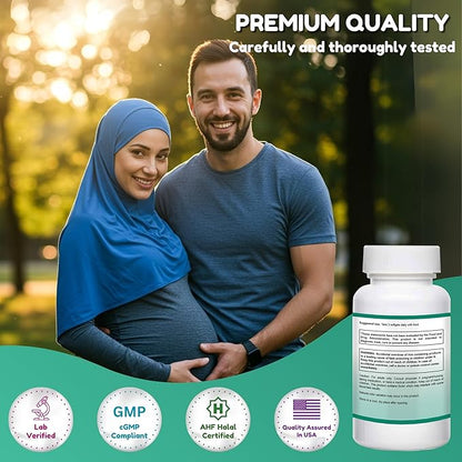 Halal Prenatal Vitamins with DHA and Folic Acid | High Potency 90 Softgels, Keto-Friendly | Vitamin C 120mg, DHA 250mg, Folic Acid 800mg, EPA 90mg, Biotin & Iodine