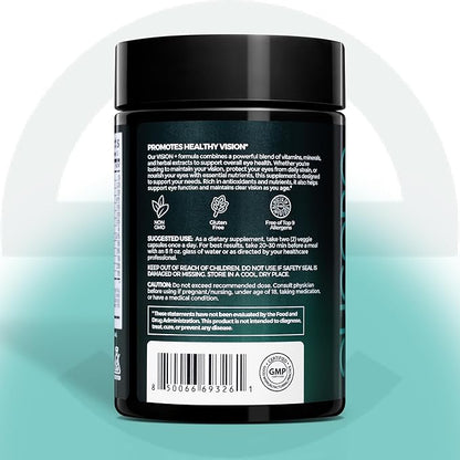 Vision+ Eye Support Blend - Eye Vitamins and Mineral Supplement with Lutein, Zeaxanthin, Bilberry Extract, Vitamins A, C & E, Zinc & Copper - Support Eye Health & Clear Vision – 60 Veg Caps