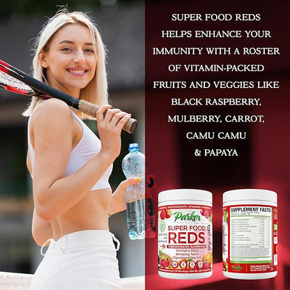 Superfood Reds Powder, Monk Fruit Flavored Organic Antioxidant, Concentrated Greens and Reds Superfood Powder, Vegan Berry, 30 Servings